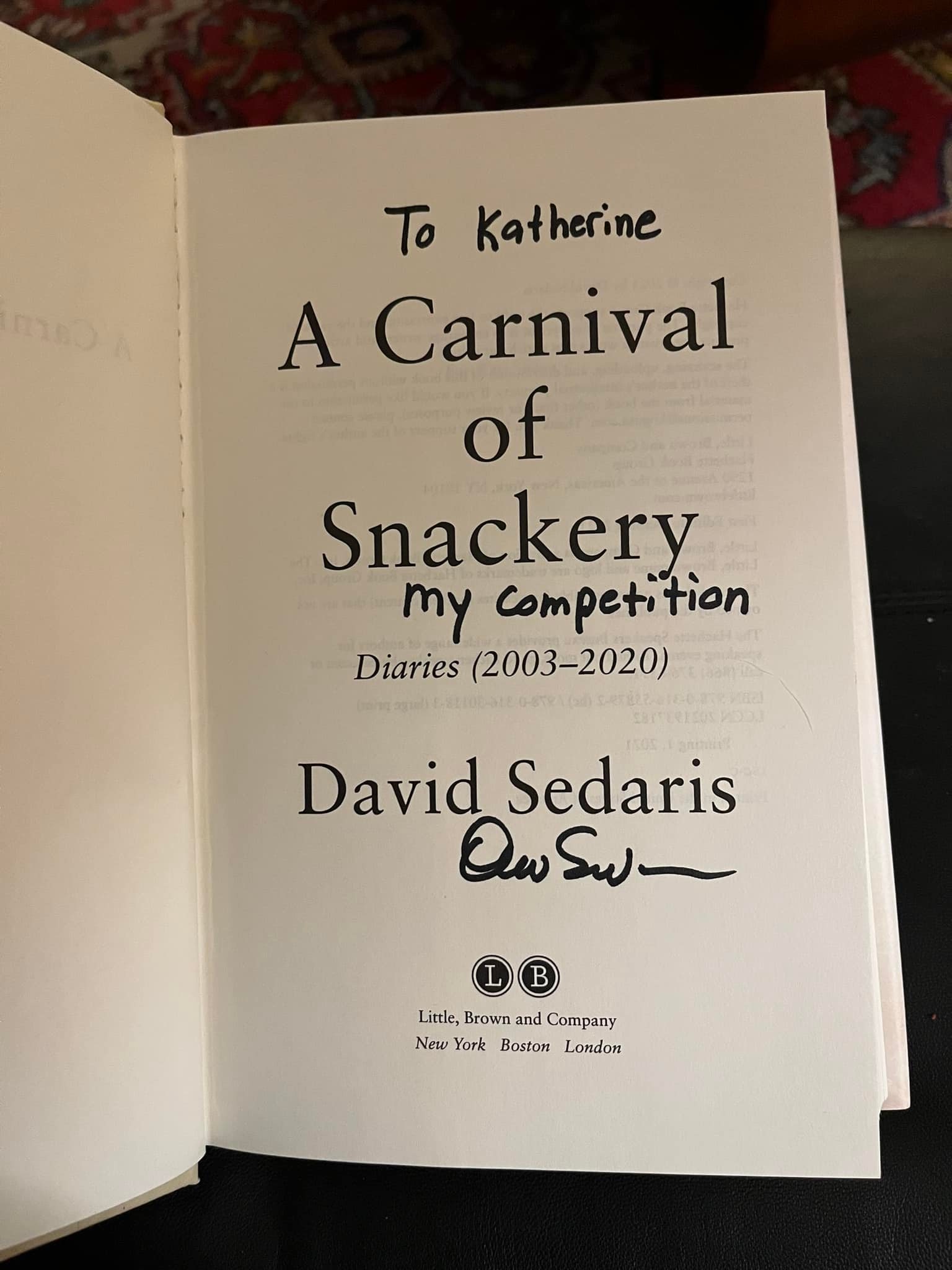 An Evening with David Sedaris – My Competition